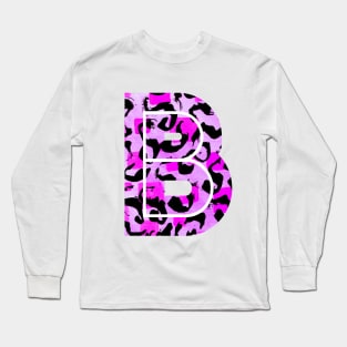 Abstract Letter B Watercolour Leopard Print Alphabet Long Sleeve T-Shirt